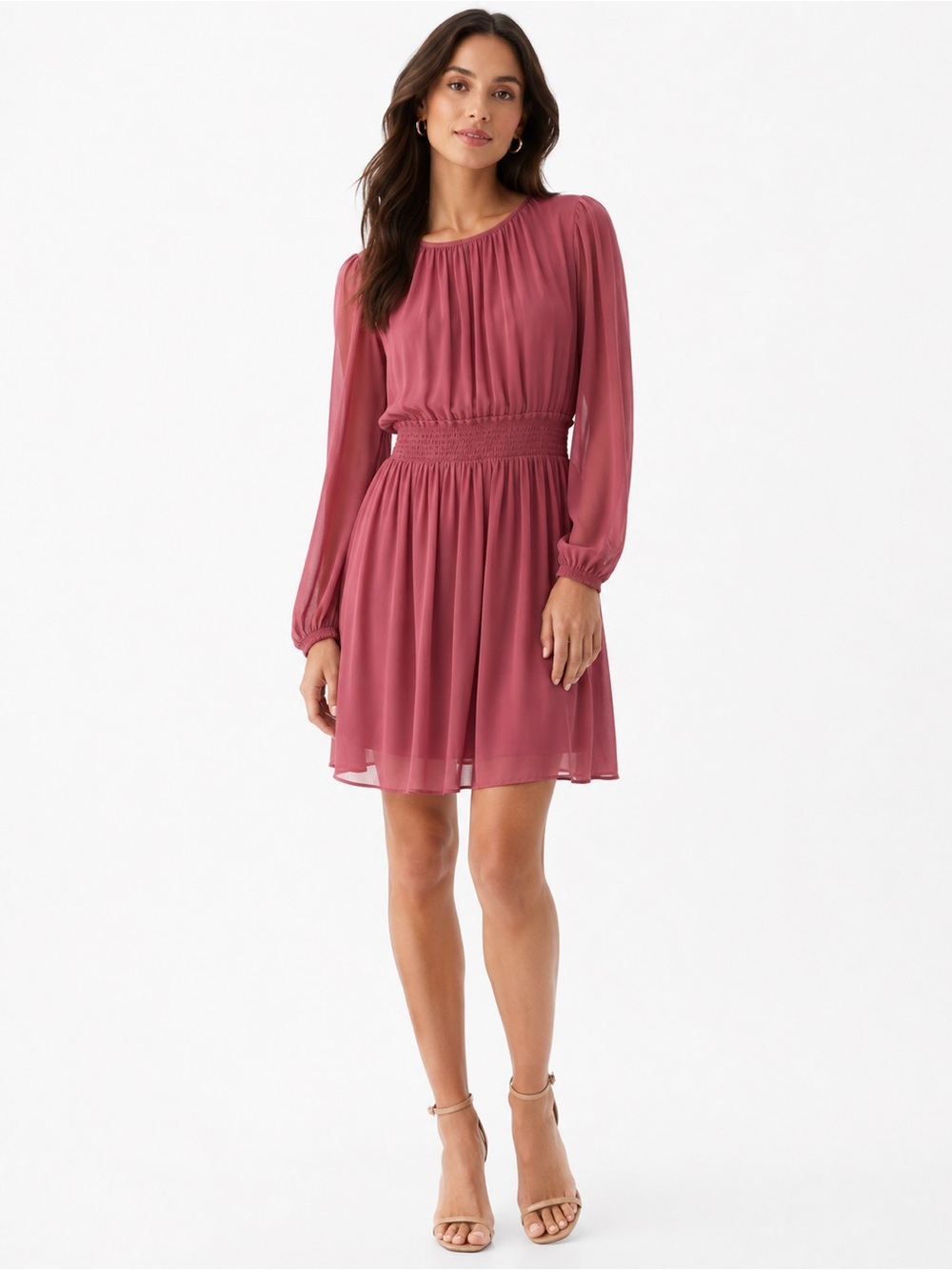 🌺 Banana Republic Berry Parfait Volume Sleeve Dress